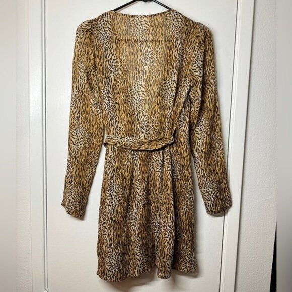 NWT Reformation Brooke Animal Instinct Leopard Wrap Puff Long Sleeve Dress XS - Picture 10 of 16
